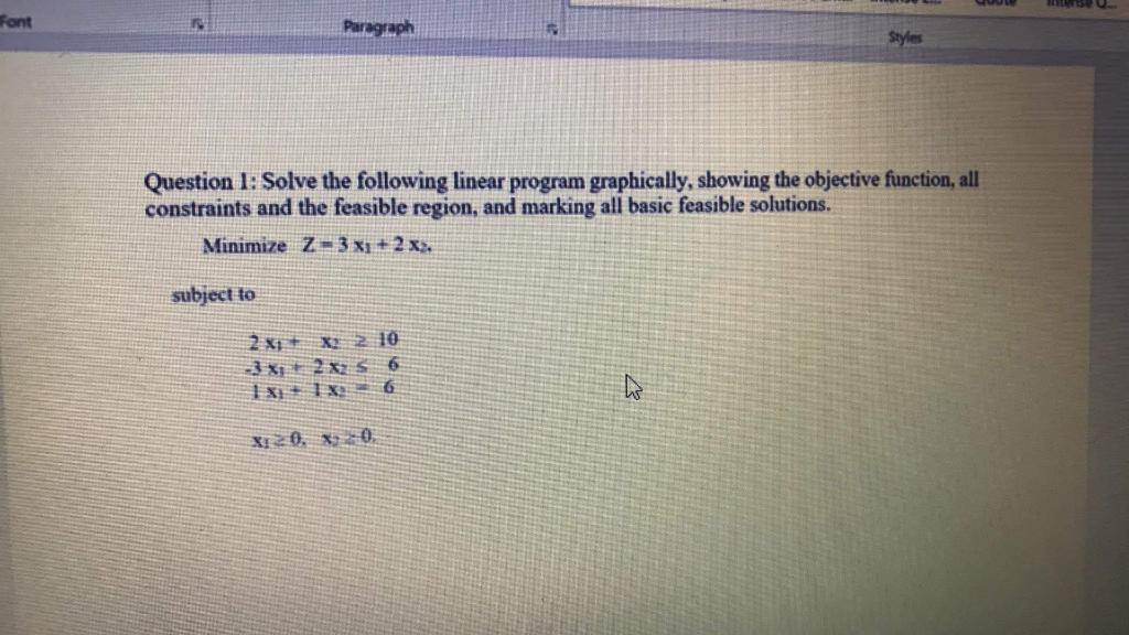 font Paragraph Styles Question 1: Solve the