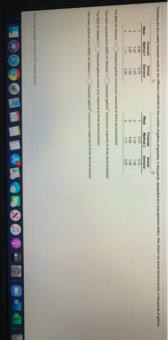 Folowing are two weekly forecasts made by two