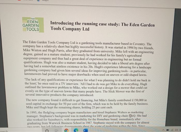 THE EDEN GARDEN TOOLS Introducing the running
