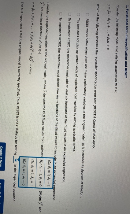 1. Functional form misspecification and RESET