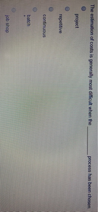 The estimation of costs is generally most