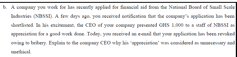 b. A company you work for has recently applied