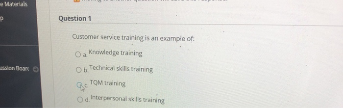 e Materials Question 1 Customer service training