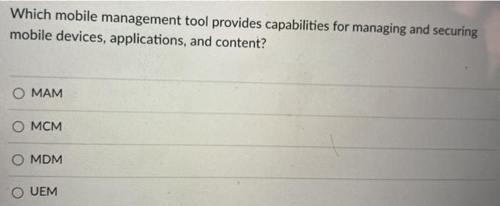 Which mobile management tool provides