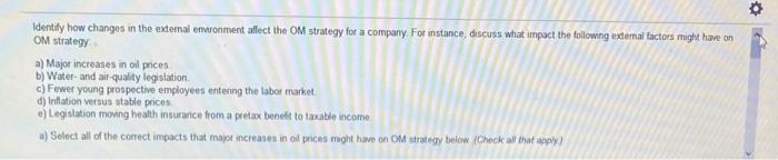 Identify how changes in the external environment