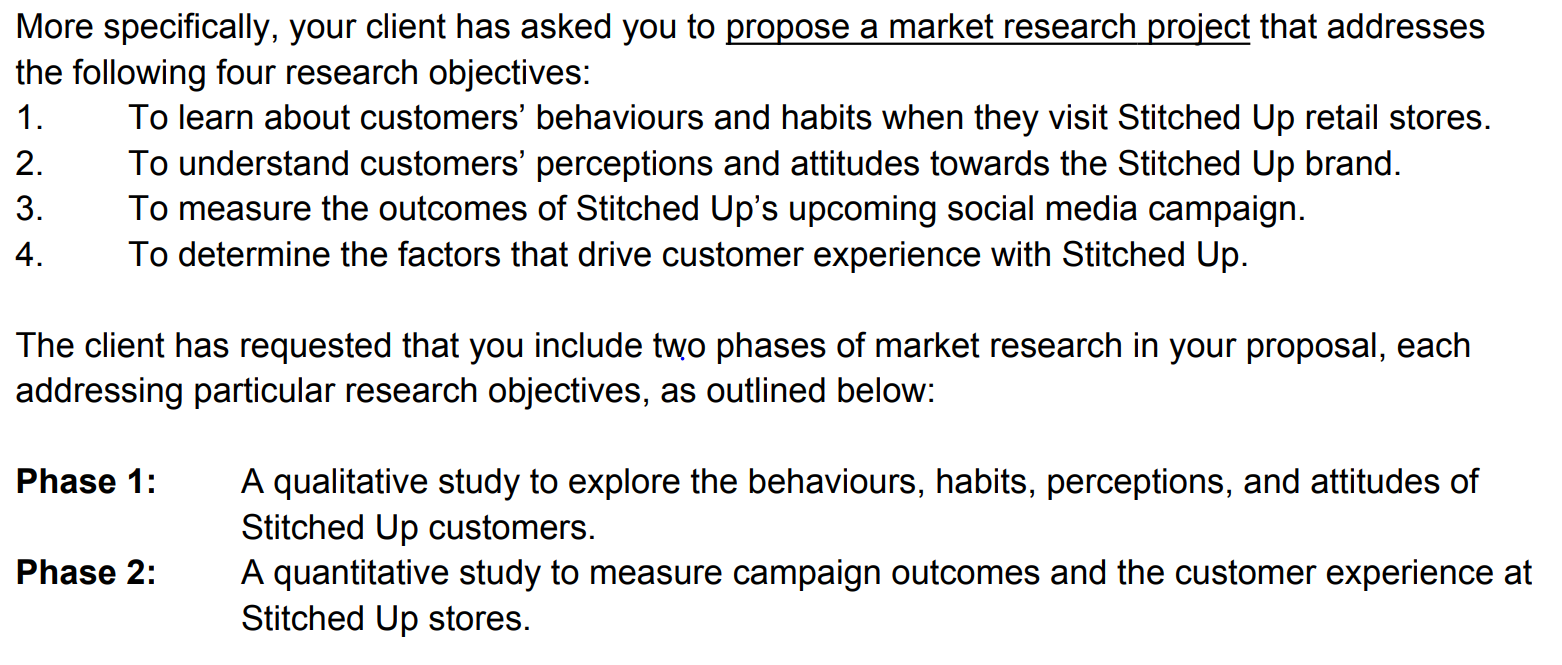 More specifically, your client has asked you to