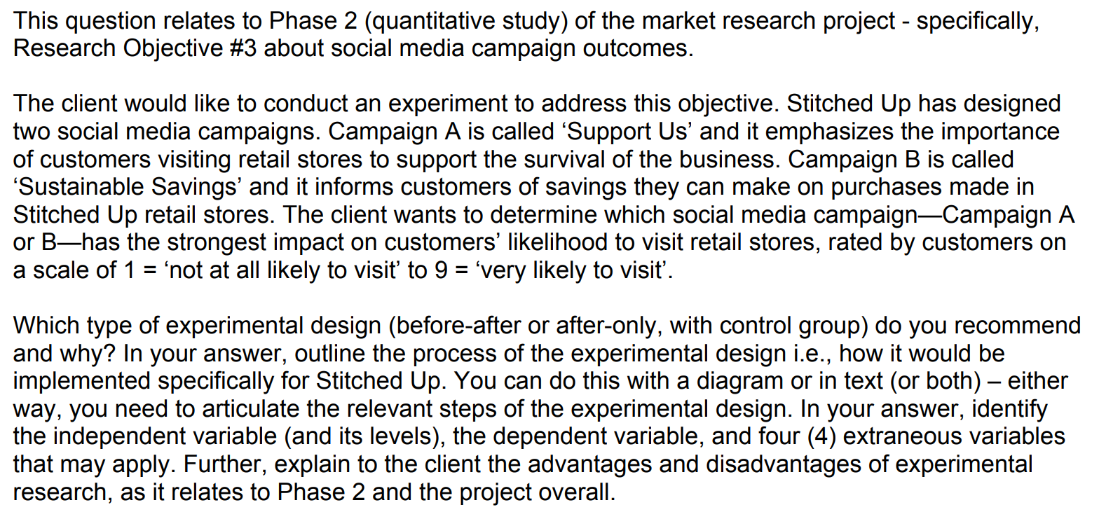 More specifically, your client has asked you to