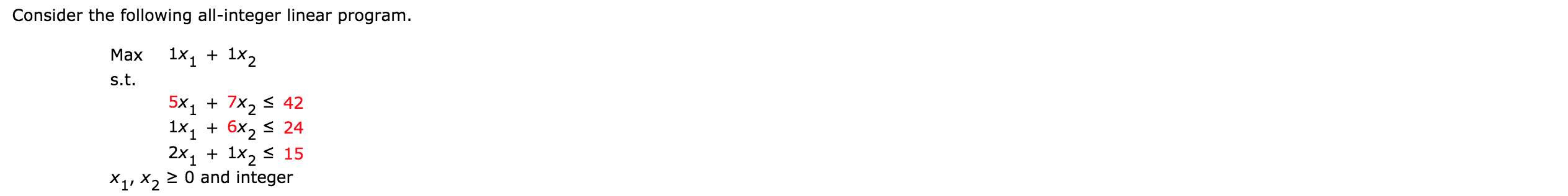 Consider the following all-integer linear