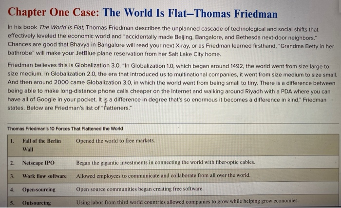 questions 3-4 Chapter One Case: The World Is