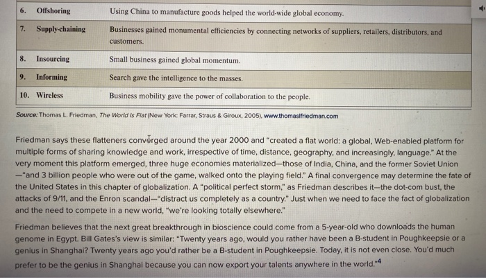 questions 3-4 Chapter One Case: The World Is