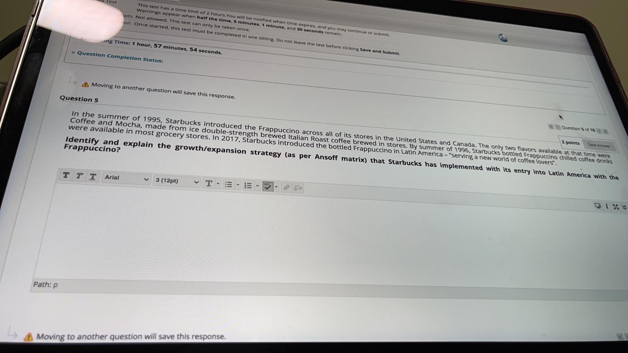 This test has a time limit of 2 hours. You will