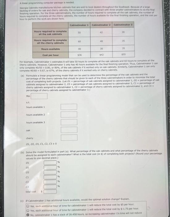 A linear programning computhe packinge is netded.