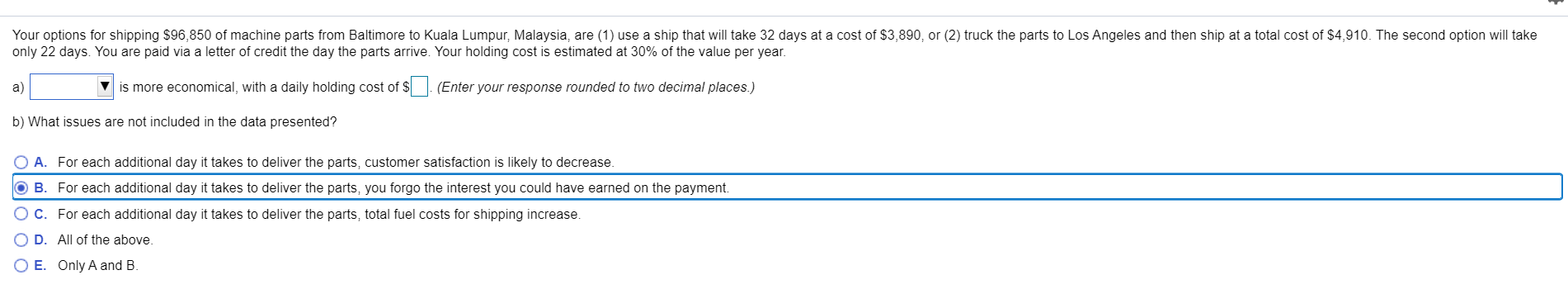 Your options for shipping $96,850 of machine