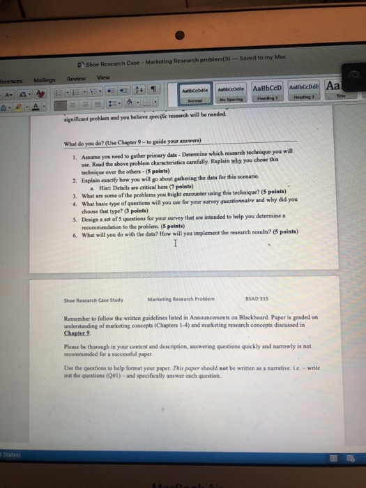 Shoe Research Case - Marketing Research problem