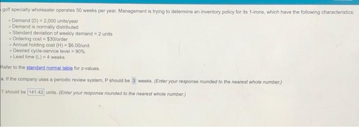 golf specially wholesaler operates 50 weeks per