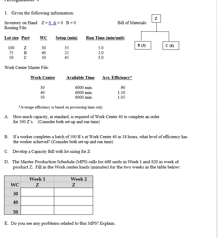 N 1. Given the following information: Inventory