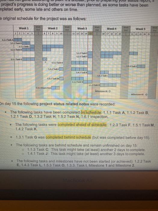 Earn value analysis. For your reports you must
