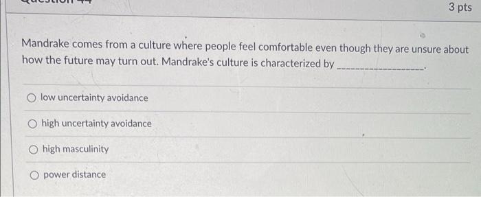 please answer all :) 3 pts Mandrake comes from a