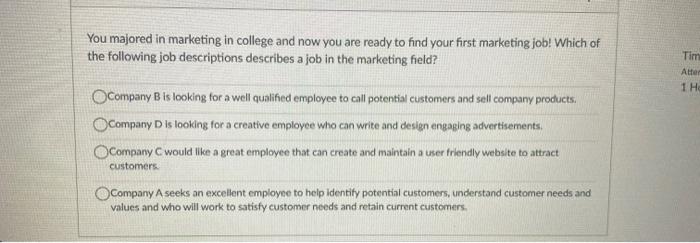 You majored in marketing in college and now you