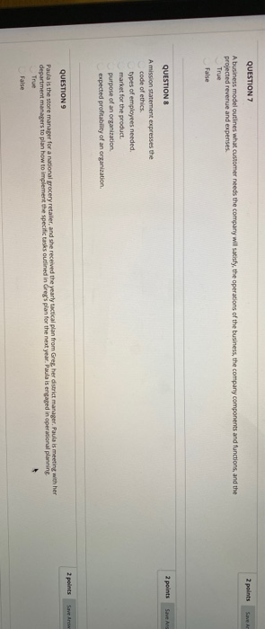 QUESTION 7 A business model outlines what