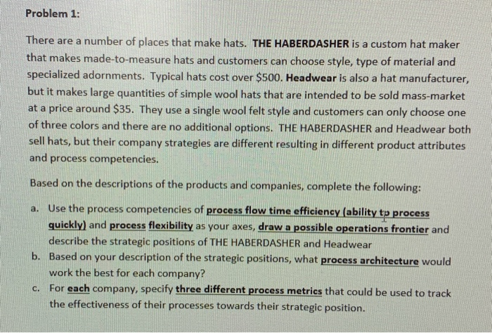 Problem 1: There are a number of places that make
