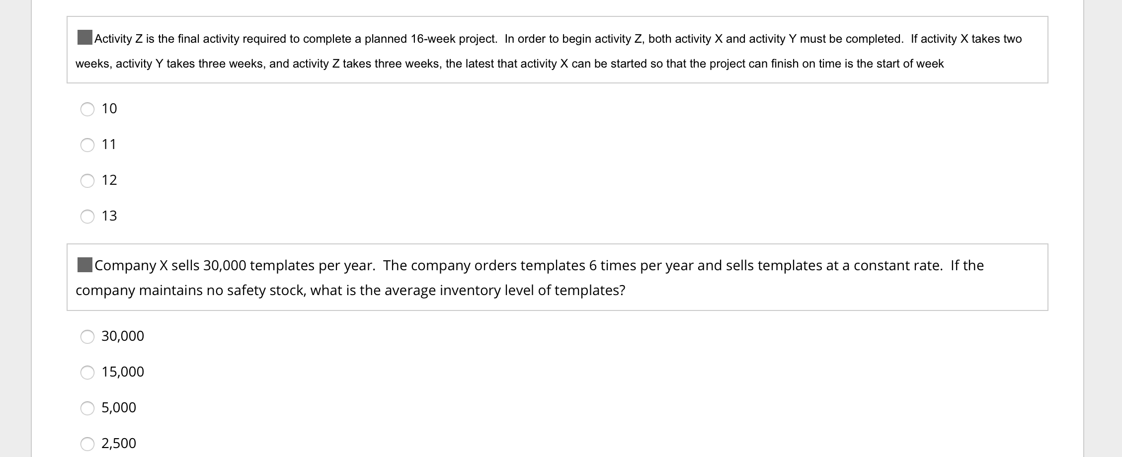 Activity Z is the final activity required to