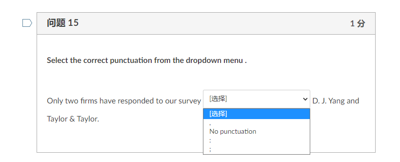 15 14 Select the correct punctuation from the