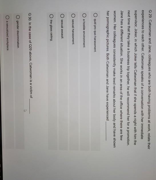 questions 29 and 30 Q 29. Catwoman and Jane,