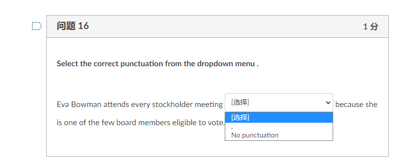 15 14 Select the correct punctuation from the