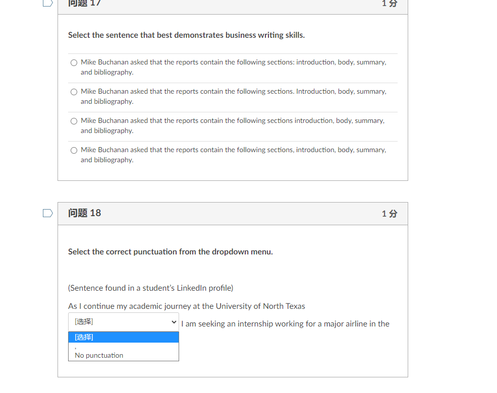 15 14 Select the correct punctuation from the