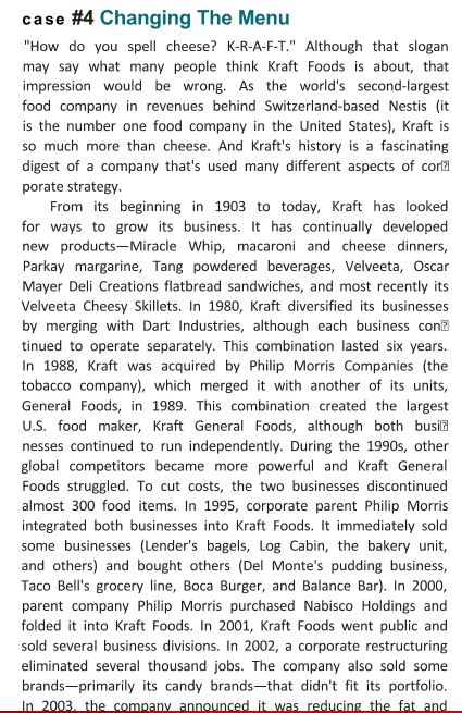 Update the information on the two companiesKraft