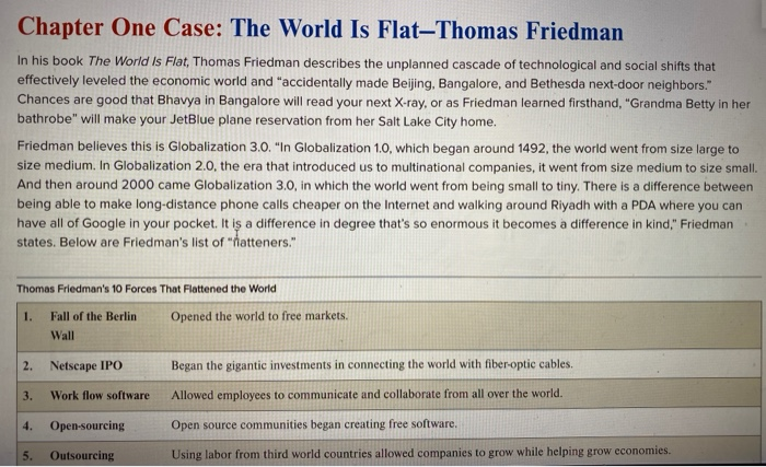 questions 1-2 Chapter One Case: The World Is