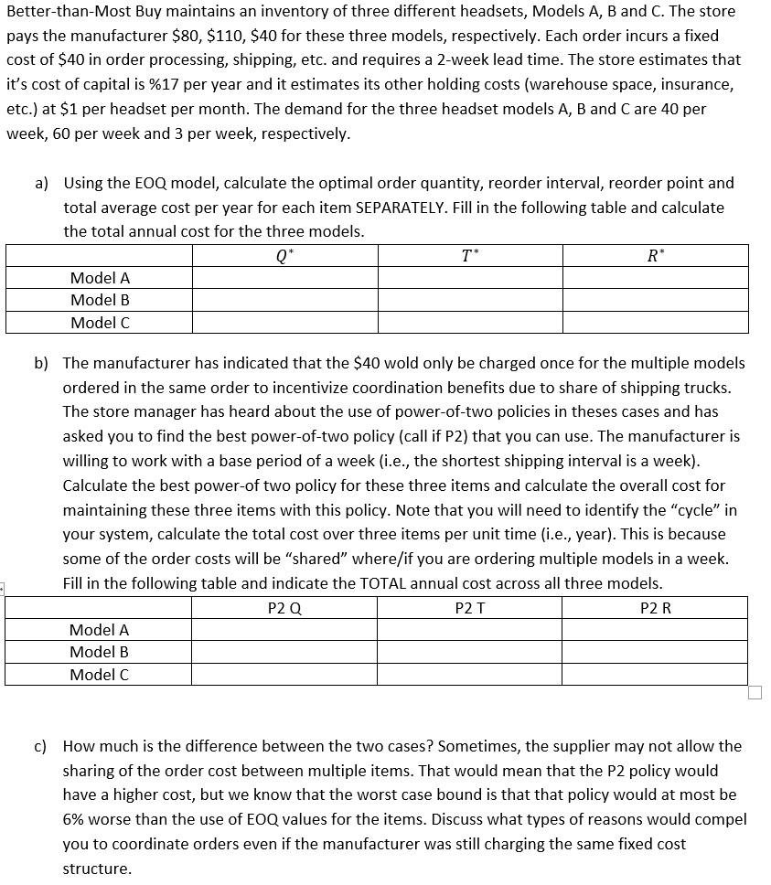 Better-than-Most Buy maintains an inventory of