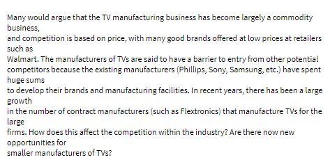 Many would argue that the TV manufacturing