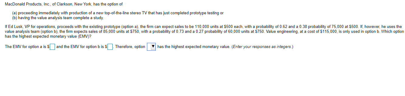 MacDonald Products, Inc., of Clarkson, New York,