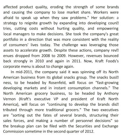 Update the information on the two companiesKraft