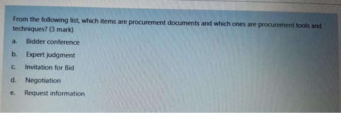procurement subject related question this is