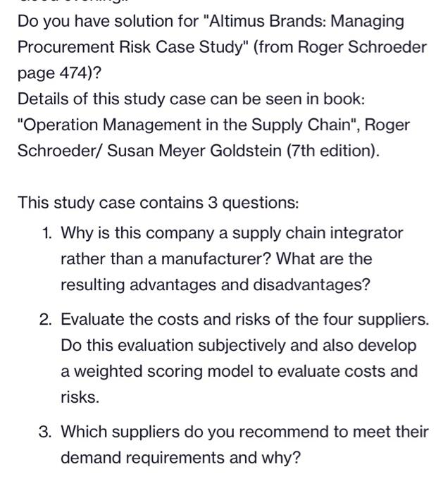 Do you have solution for "Altimus Brands: