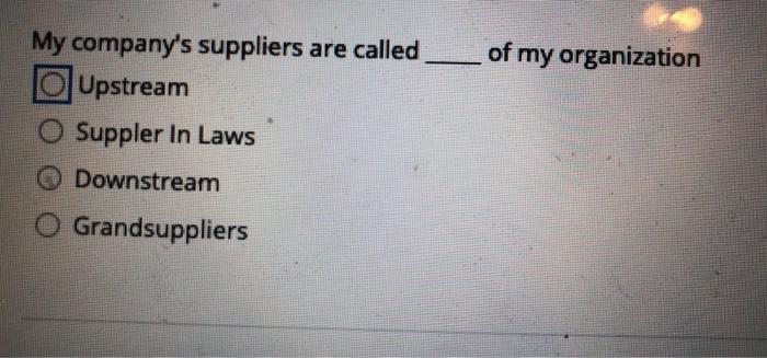 of my organization My company's suppliers are