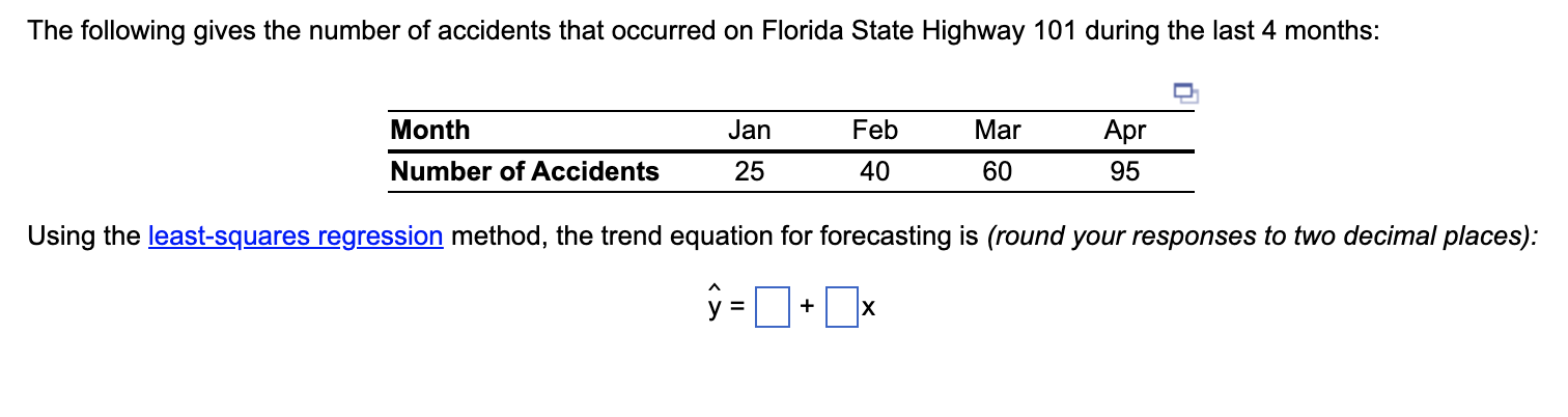 The following gives the number of accidents that