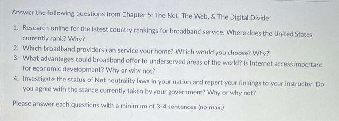 Answer the following questions from Chapter 5 :