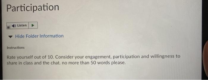 this is an assignment. easy one Participation