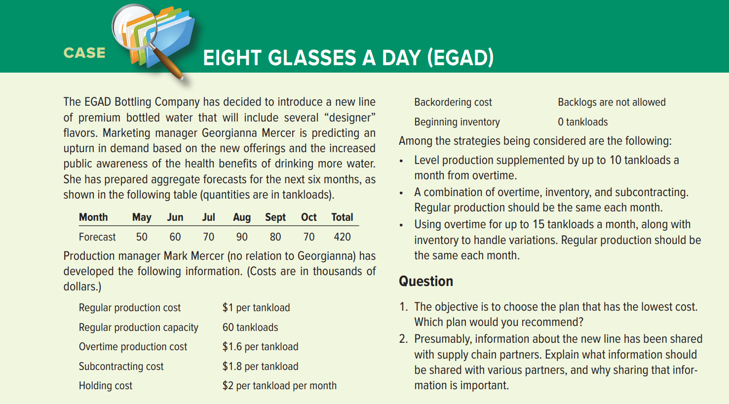 CASE W EIGHT GLASSES A DAY (EGAD)