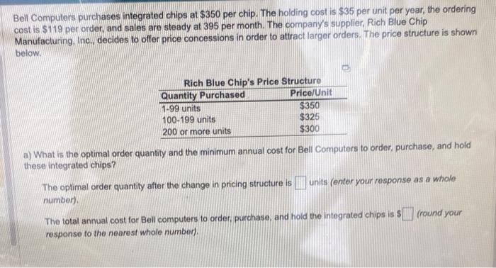 Bell Computers purchases integrated chips at $350