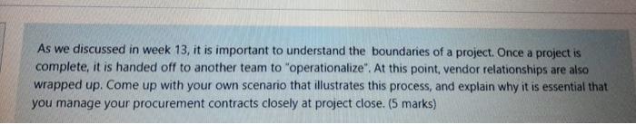 this question is related procurement subject just