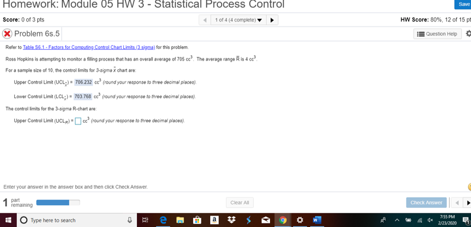 Homework: Module 05 HW 3 - Statistical Process