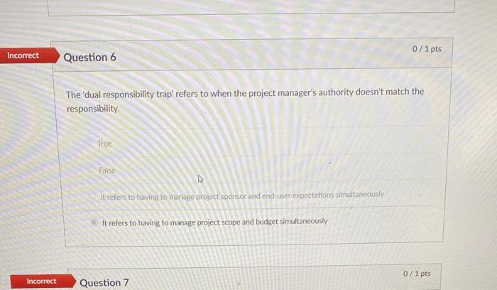 0/1 pts Incorrect Question 6 The 'dual