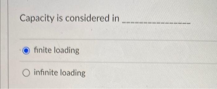 Capacity is considered in finite loading O