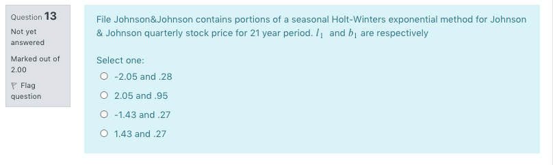 Question 13 File Johnson&Johnson contains