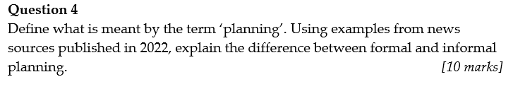 Question 4 Define what is meant by the term